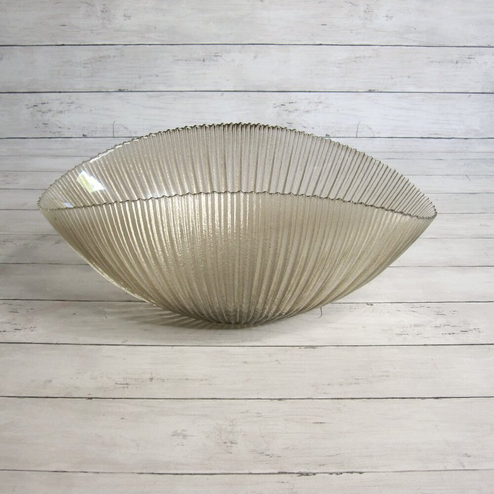 Murano Italy Pleated Glass Bowl Centerpiece Display 16"